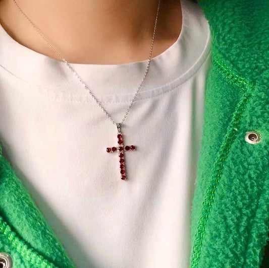 Red Garnet Cross Pendant-ToShay.org