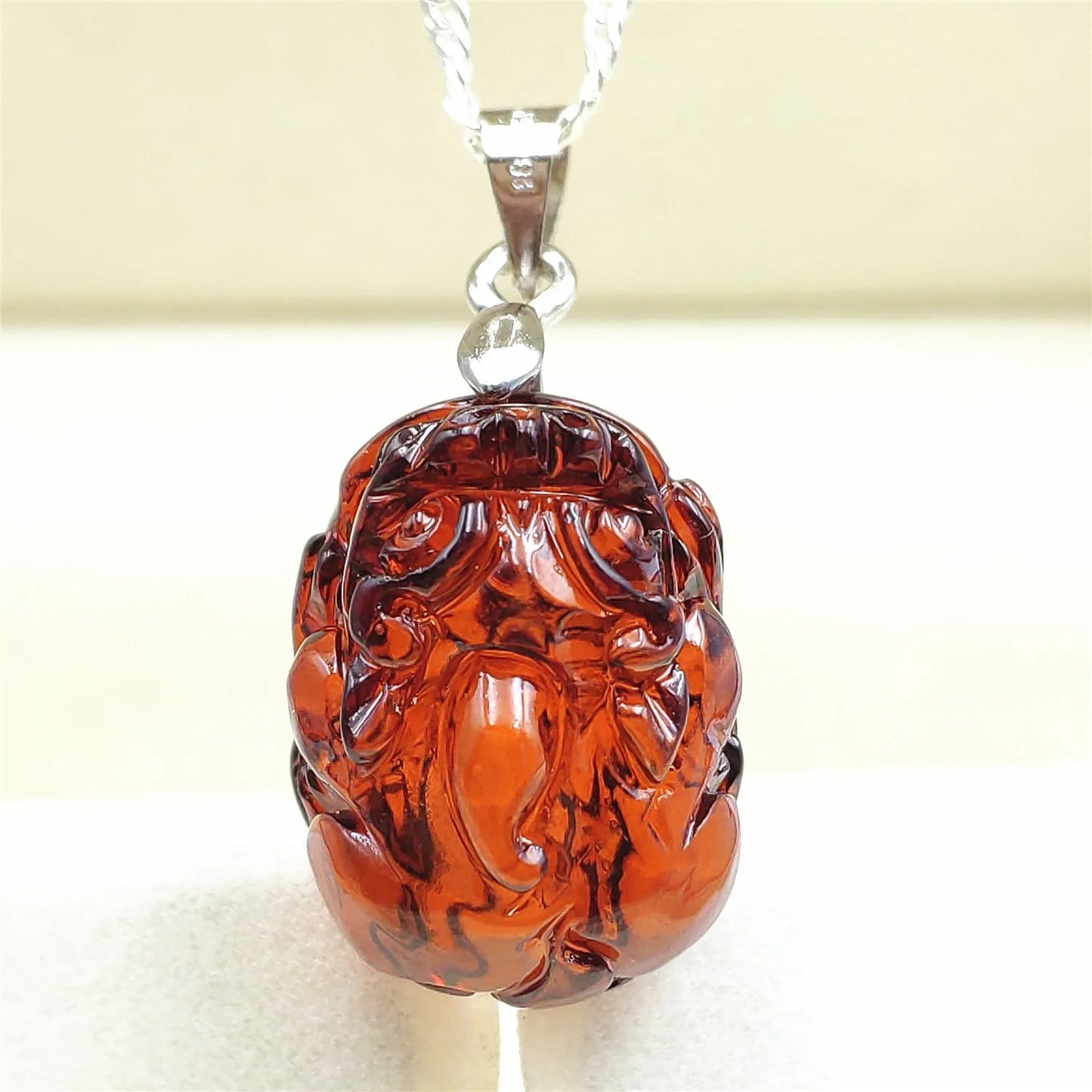 Red Amber Pi Xiu Pendant-ToShay.org