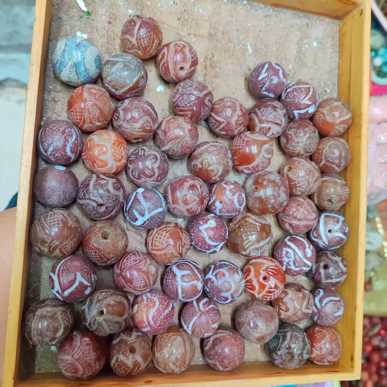 Red Jade Carved Bead-ToShay.org