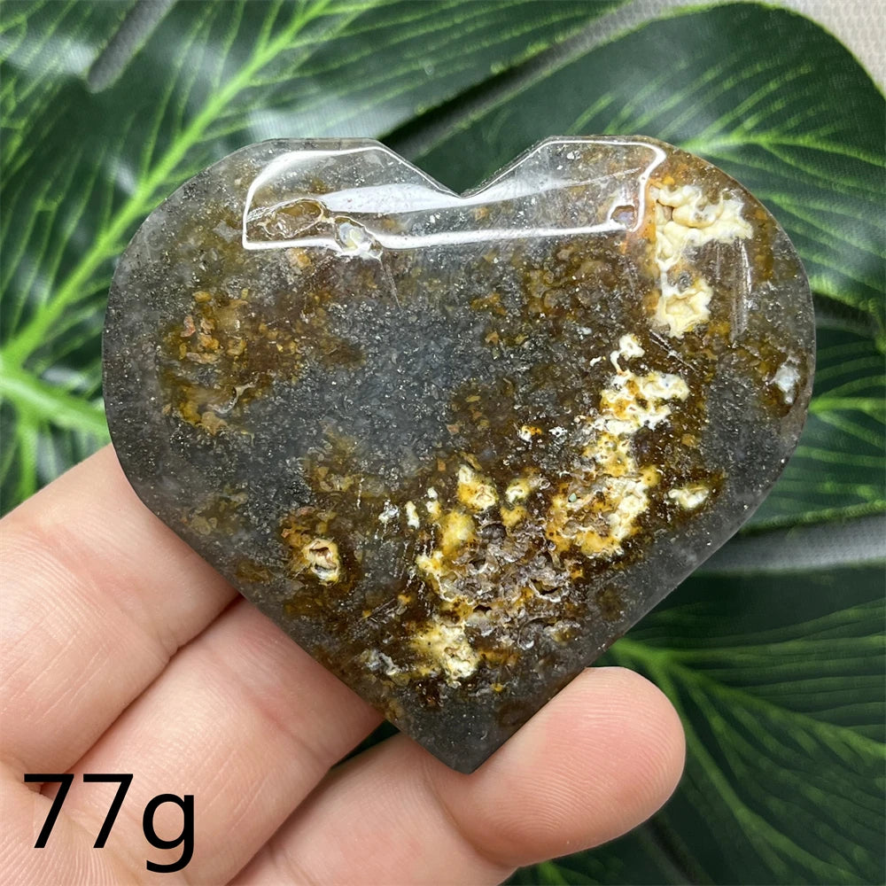 Yellow Chalcopyrite Agate Heart-ToShay.org