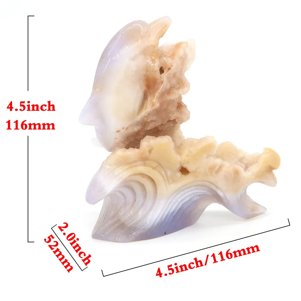 Grey Agate Chalcedony Dolphin-ToShay.org