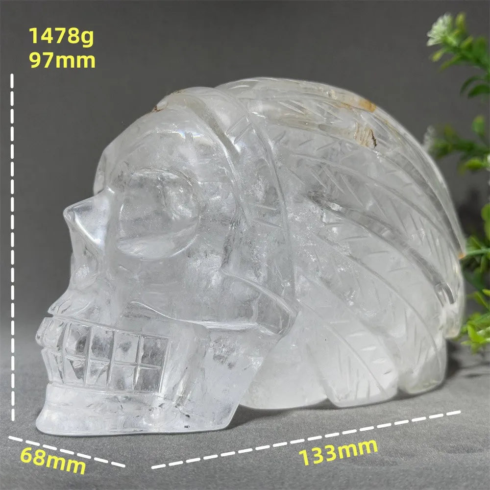Clear Crystal Feather Skull-ToShay.org