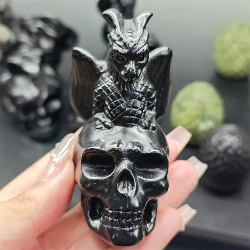Black Obsidian Dragon Skull-ToShay.org