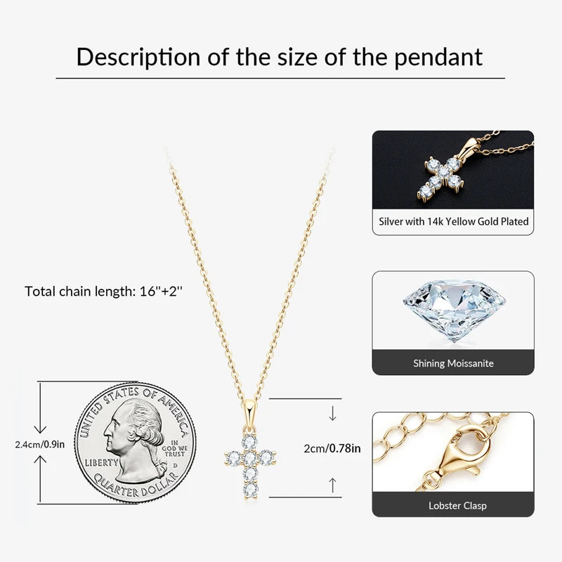 Silver Diamond Cross Pendant-ToShay.org