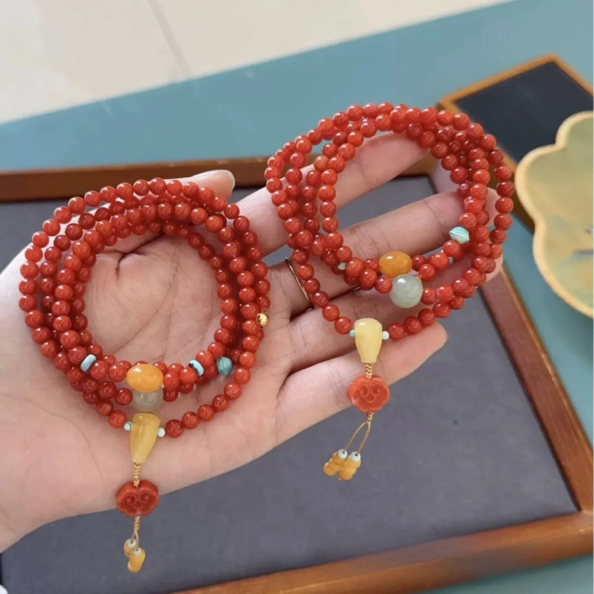 Red Agate Bead Bracelet-ToShay.org