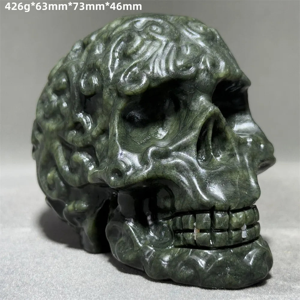 Green Jade Carved Skull-ToShay.org