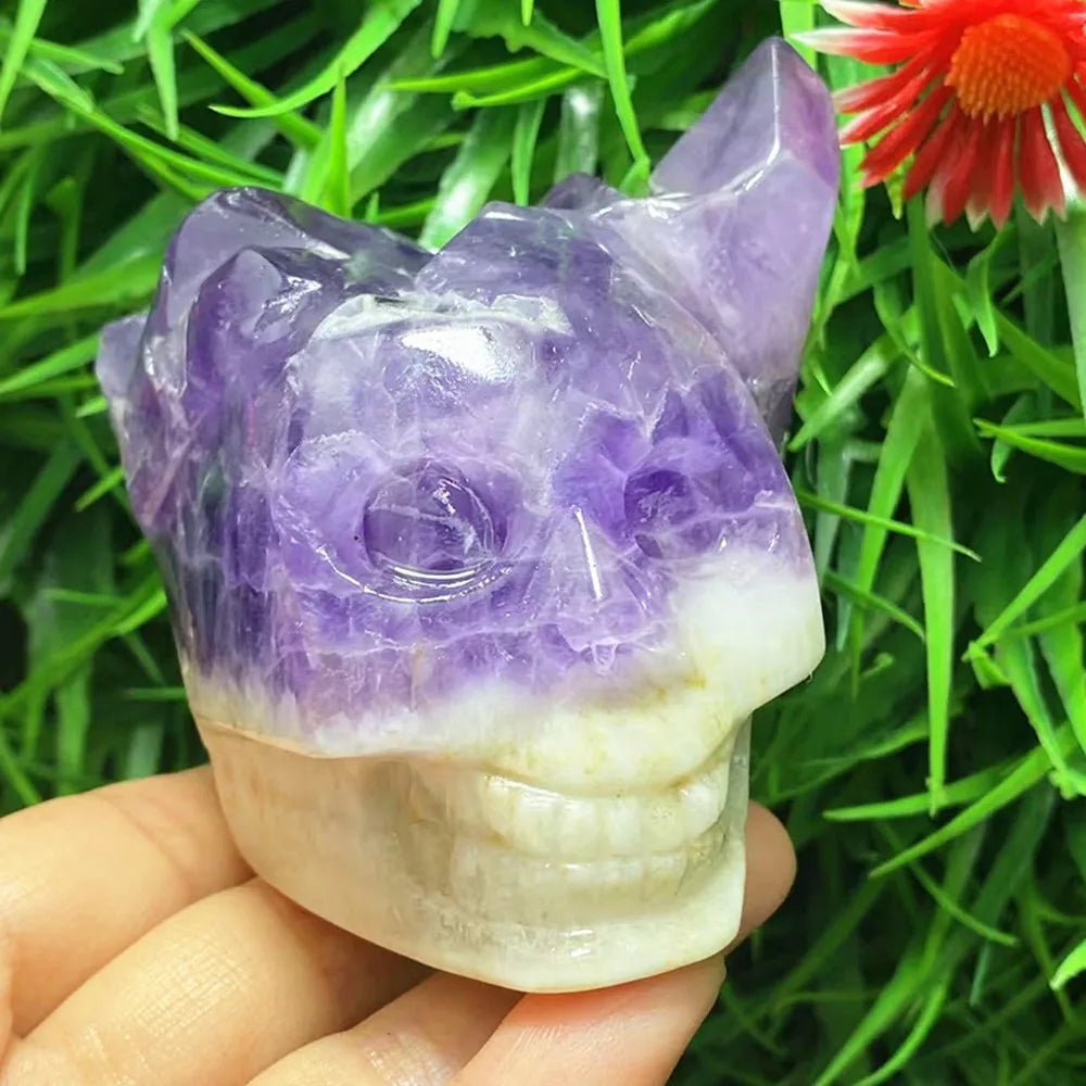 Purple Crystal Clusters Skull-ToShay.org