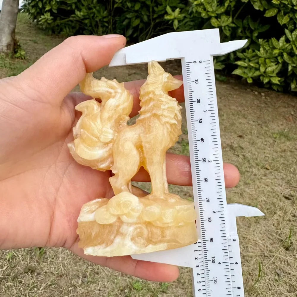 Yellow Calcite Nine Tailed Fox-ToShay.org