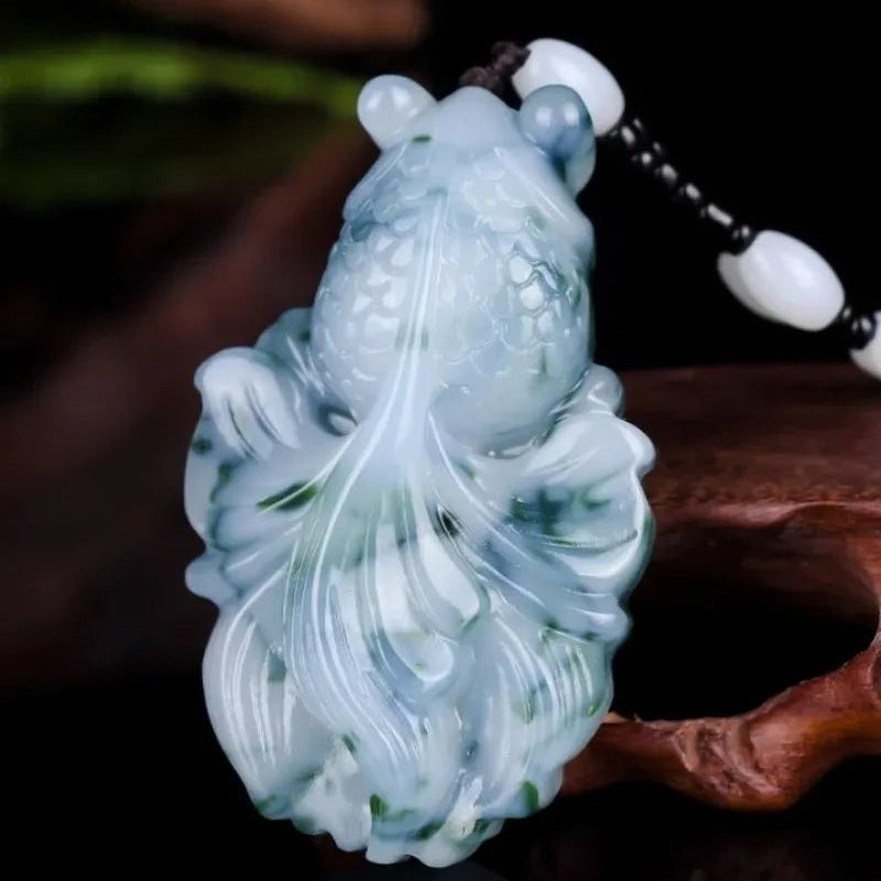 Blue Jade Goldfish Pendant-ToShay.org