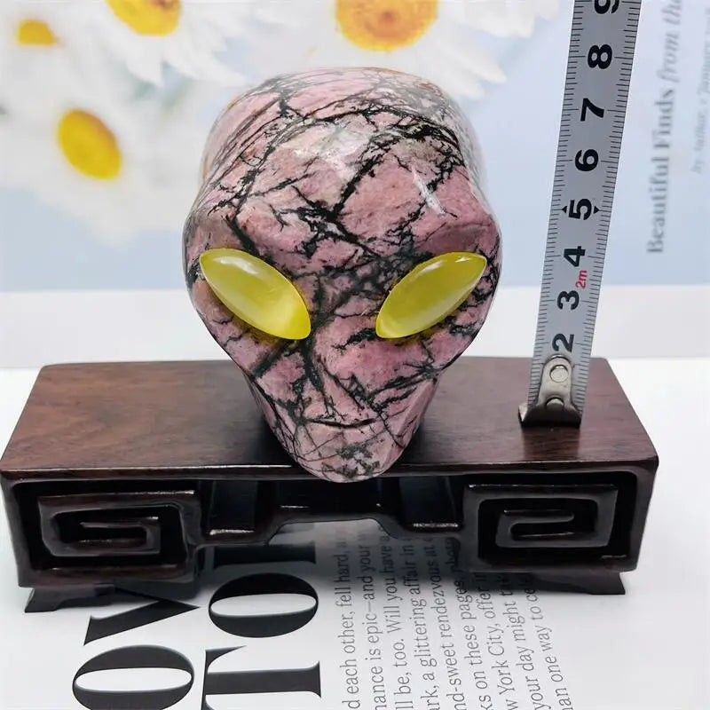 Pink Agate Alien Skull-ToShay.org