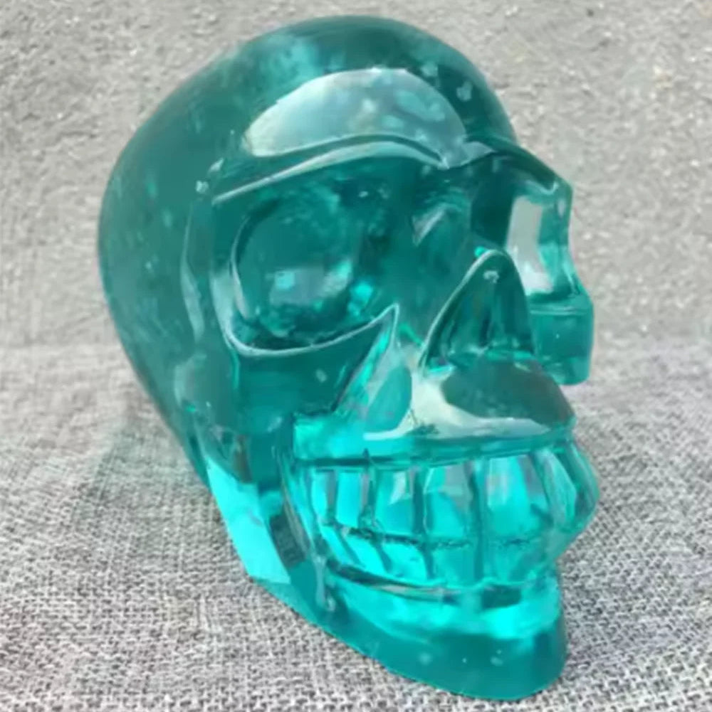 Hand Carved Crystal Healing Stone, Blue Melting Stone, Quartz Skull, 2.86lb-ToShay.org