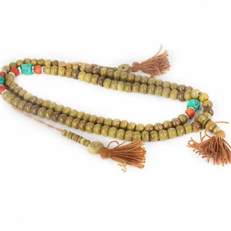 Green Yak Bone Bead Mala-ToShay.org