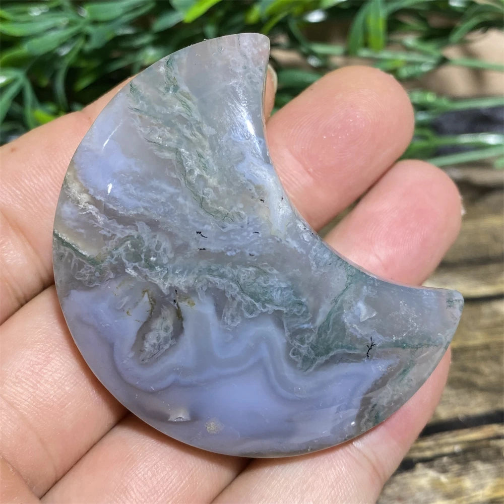 Green Moss Agate Moon-ToShay.org