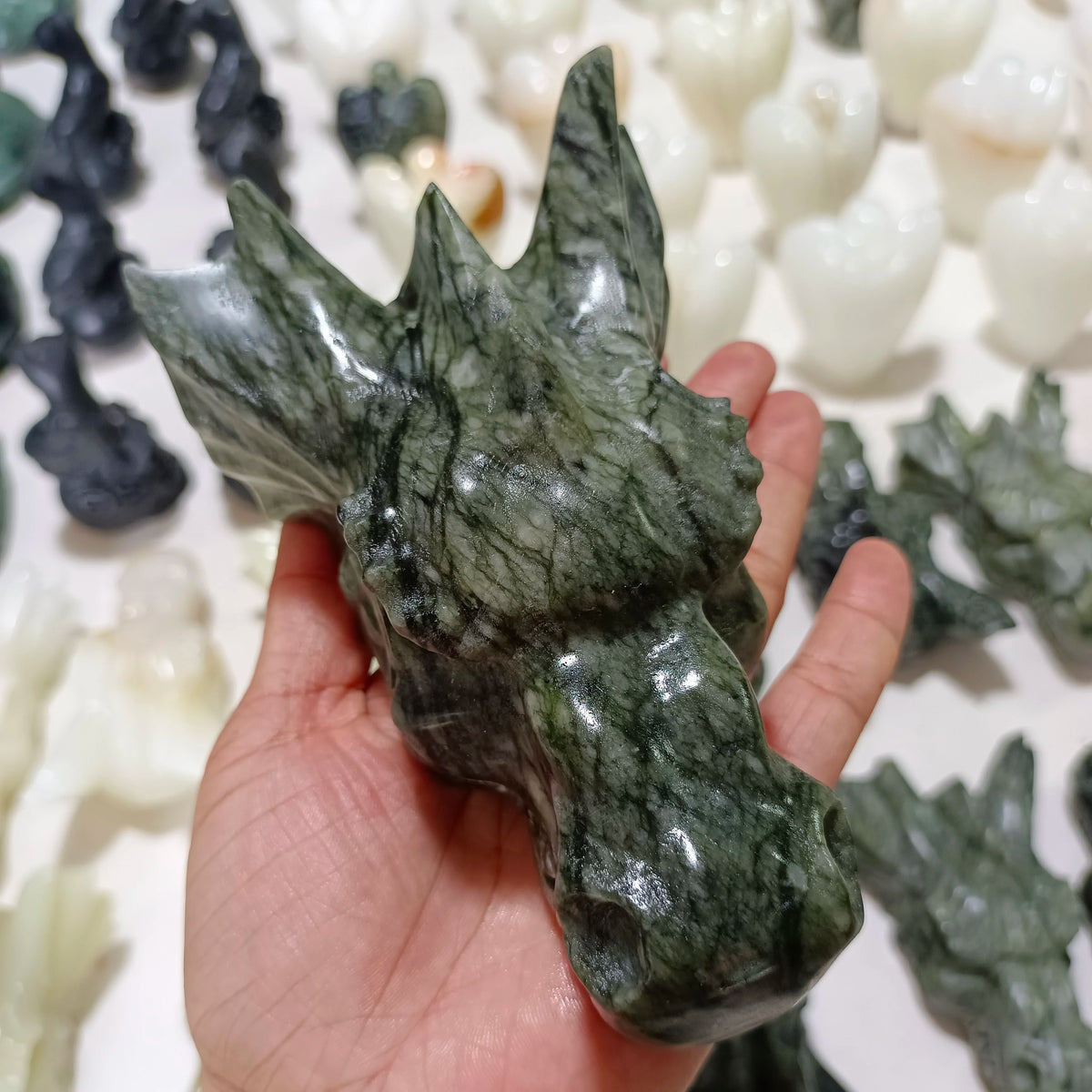 Green Tree Jade Dragon Head-ToShay.org
