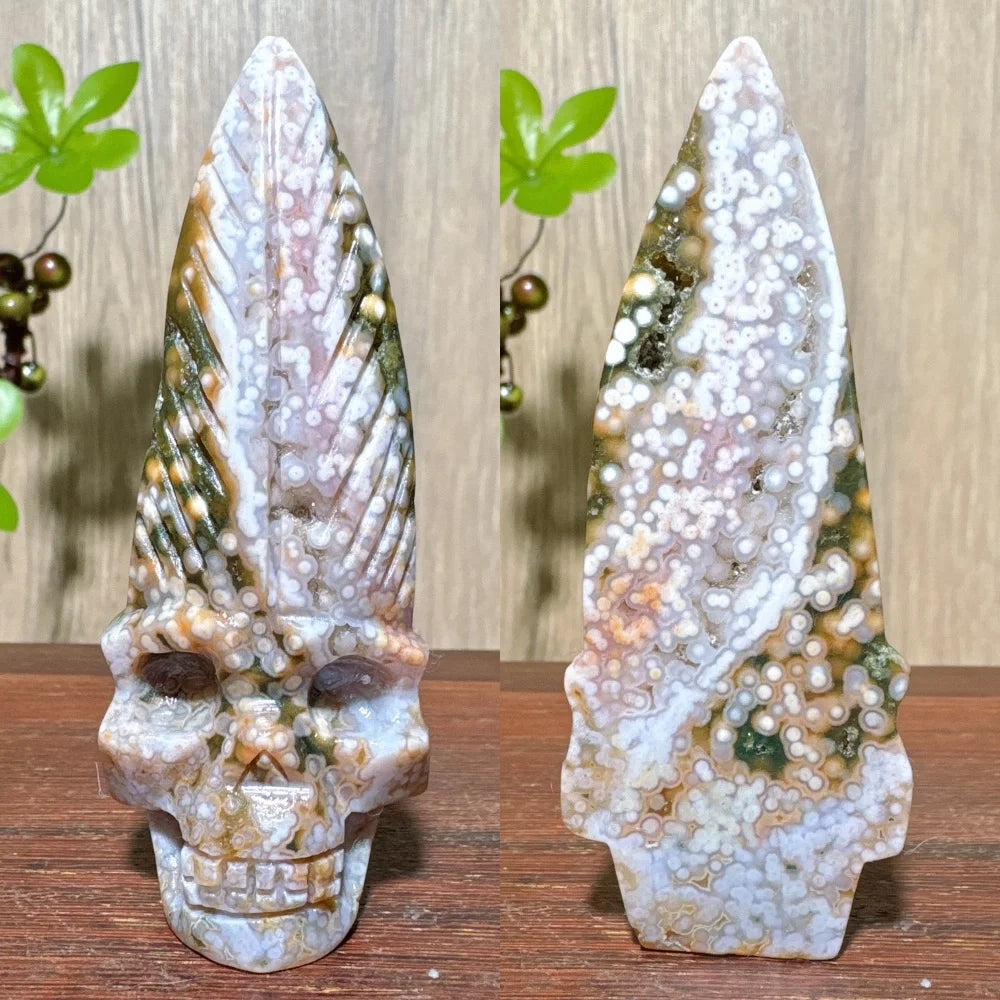 Green Ocean Jasper Skull-ToShay.org