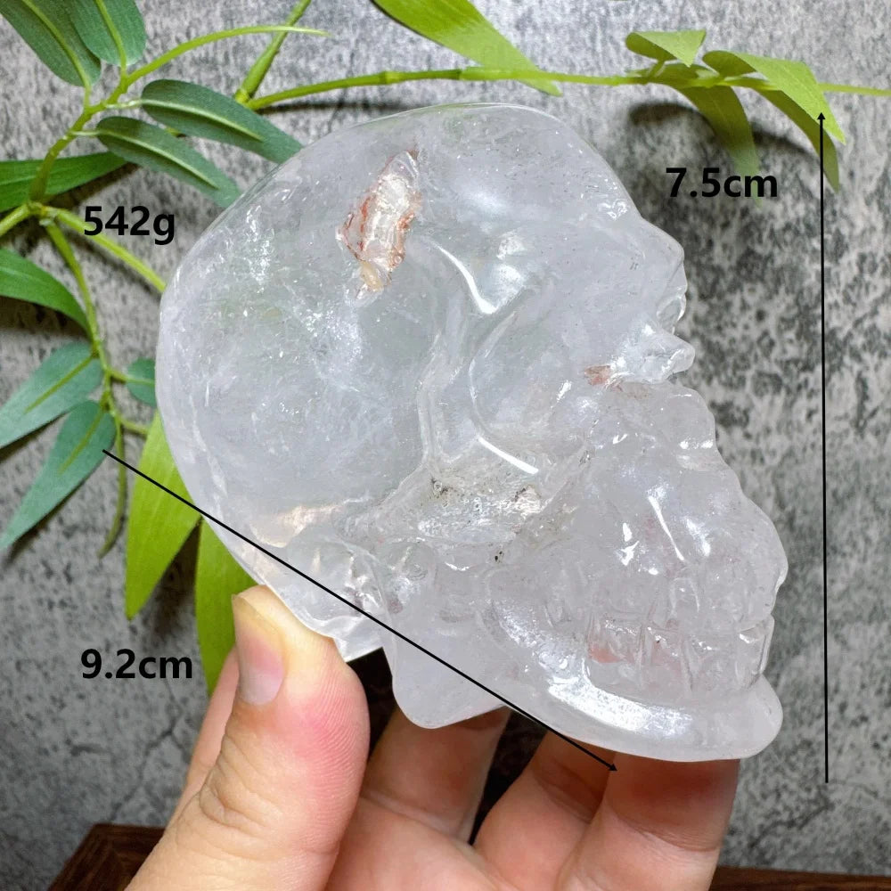 Clear Quartz Crystal Skull Statue Natural Stone Carved Energy Healing Mineral Figurine Home Decor-ToShay.org
