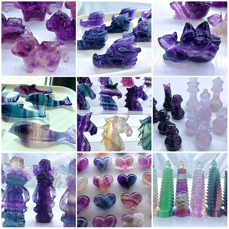 Rainbow Fluorite Figurines-ToShay.org