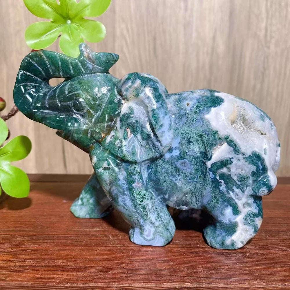 Green Moss Agate Elephant-ToShay.org