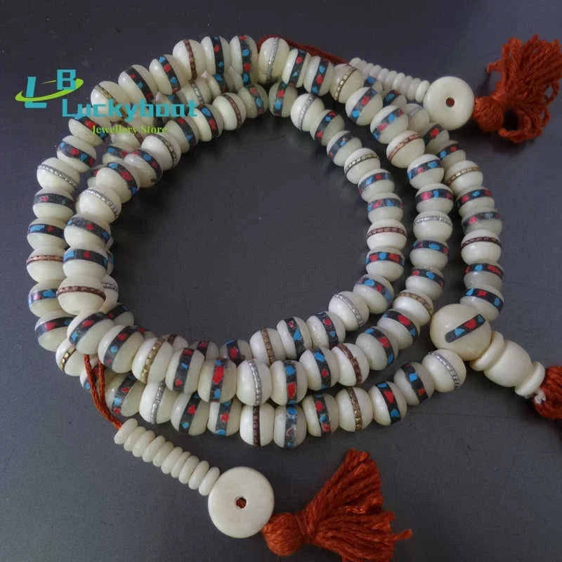White Yak Bone Prayer Mala-ToShay.org