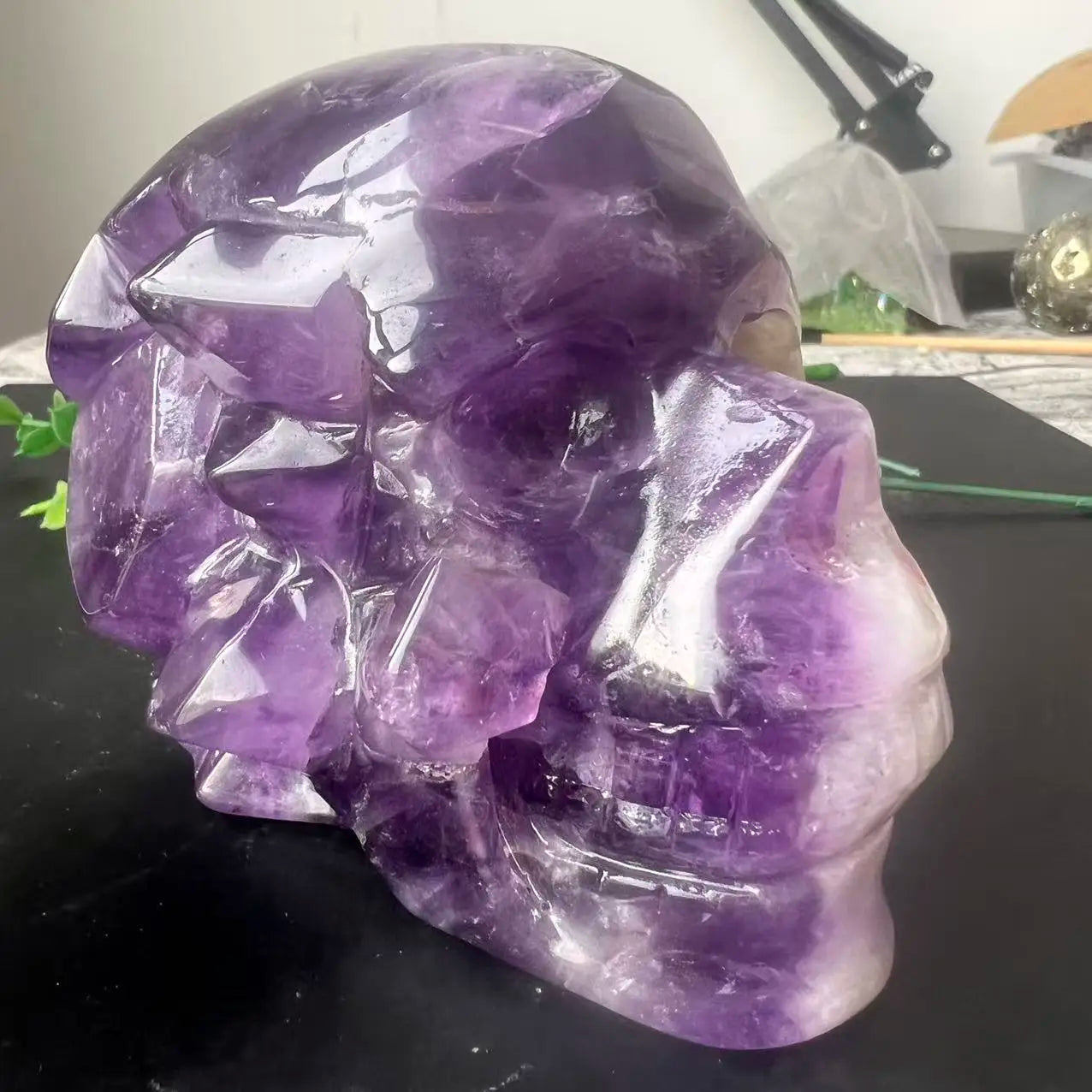 933g 11cm Natural Crystals Amethyst Cluster Large Skull Carving Reiki Healing-ToShay.org