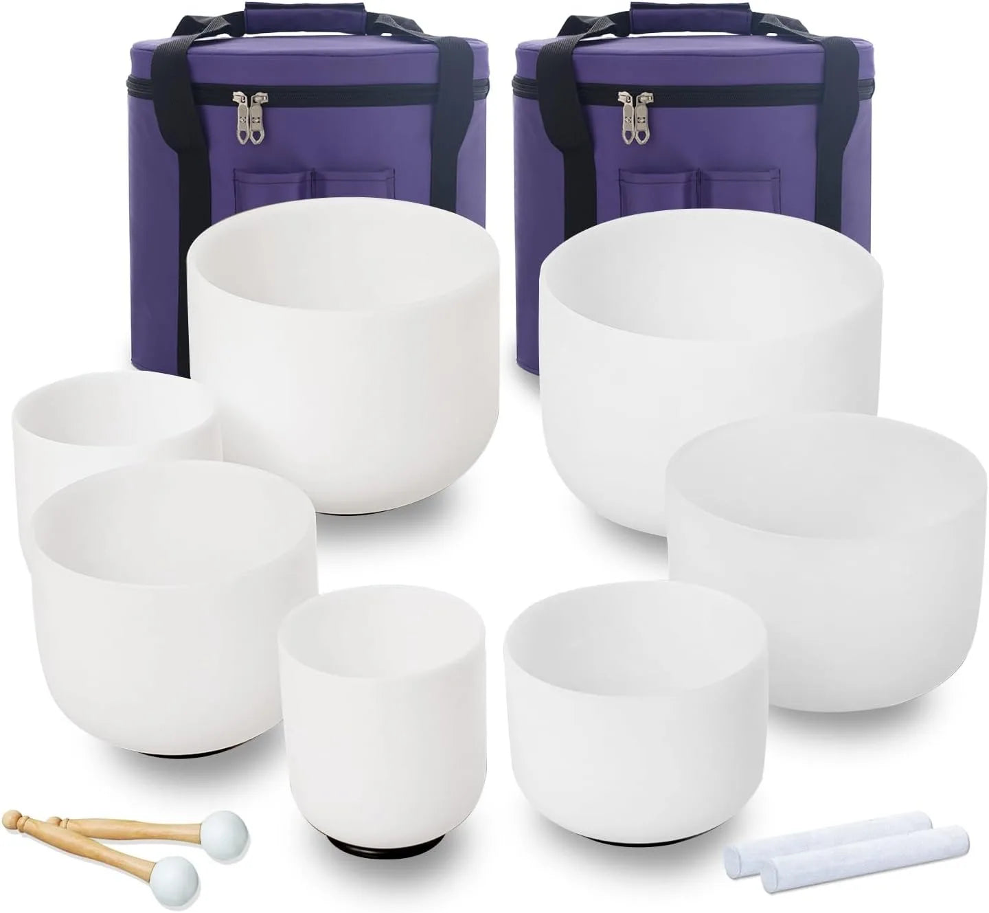 White Frosted Singing Bowls-ToShay.org