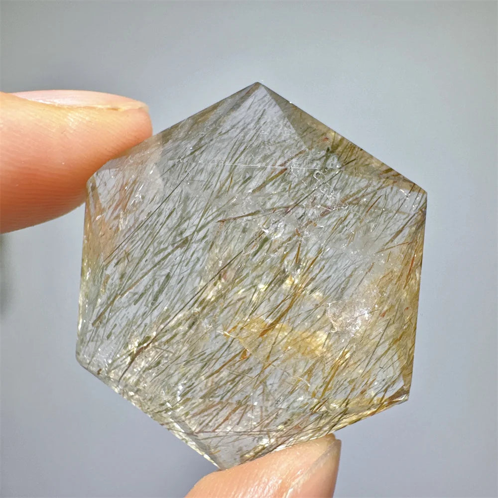 Green Tourmaline Rutile Hexagon-ToShay.org