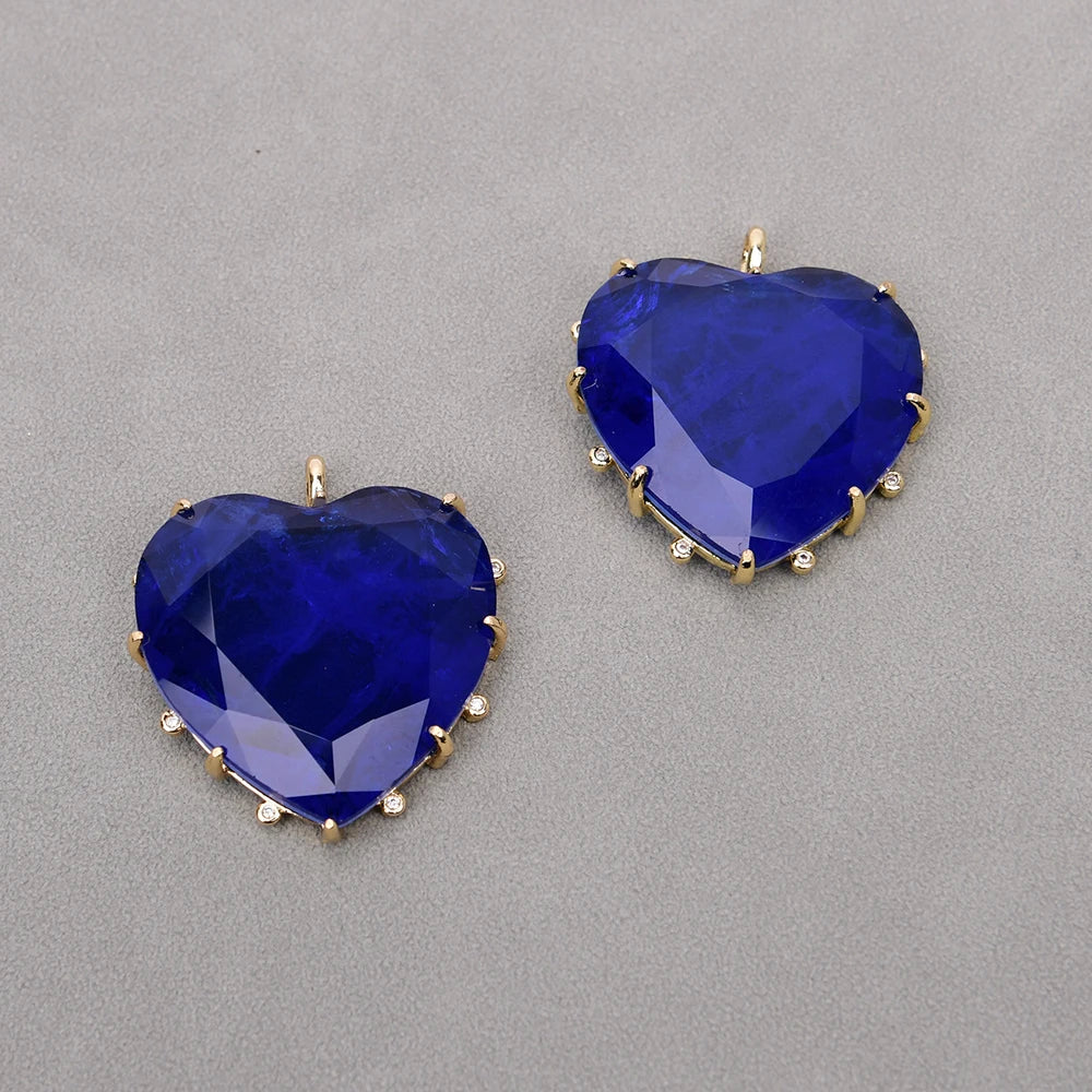 Blue Crystal Heart Pendant-ToShay.org
