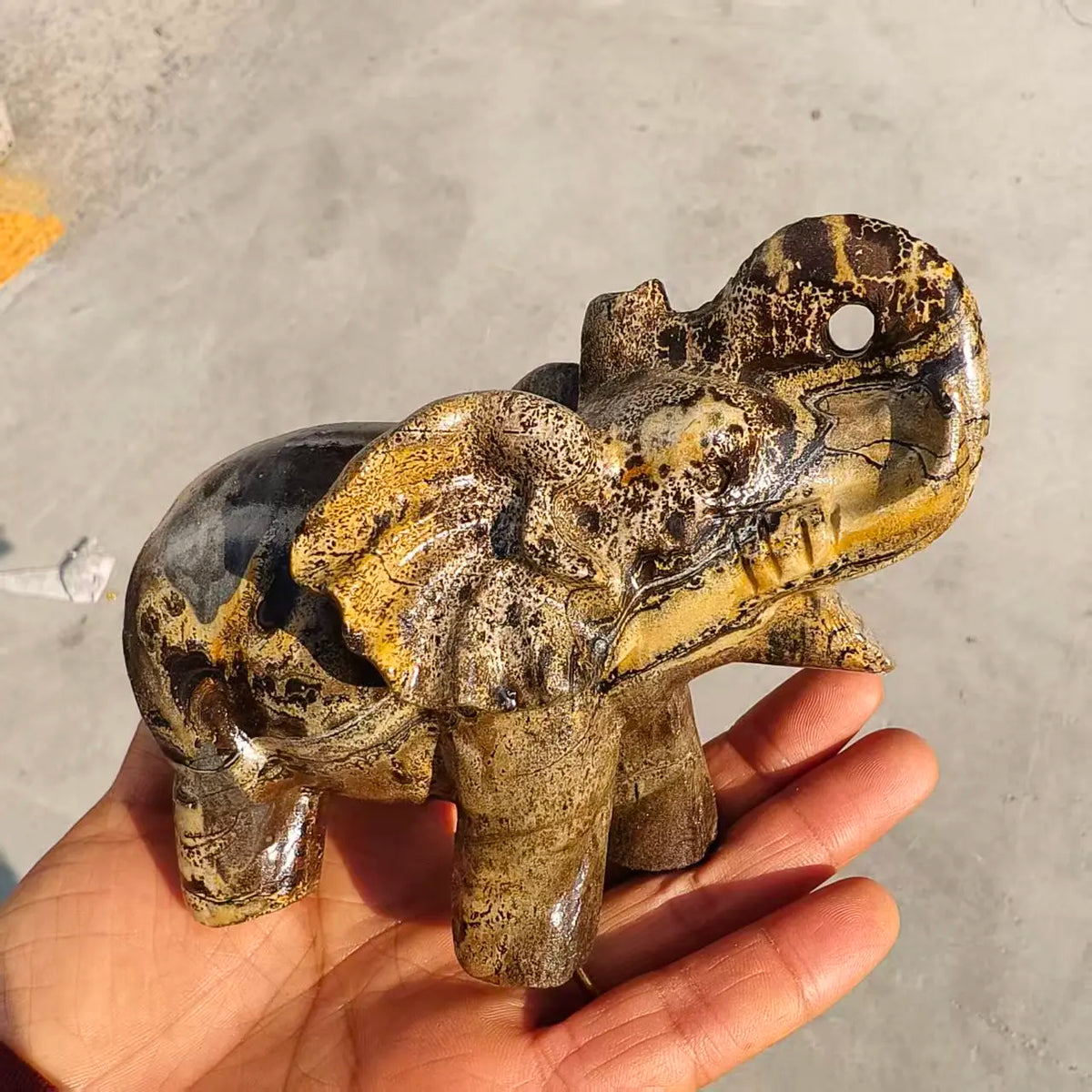 Yellow Painting Stone Elephants-ToShay.org