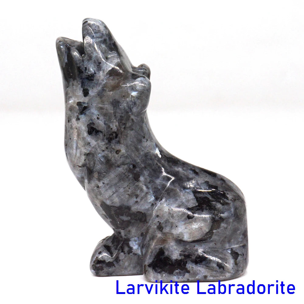 2" Wolf Statue Natural Stone Carved Figure Room Ornament Healing Crystal Reiki Animal Figurine Home Office Desktop Decoration-ToShay.org