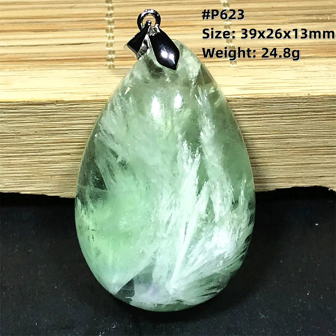 Green Feather Fluorite Pendant-ToShay.org