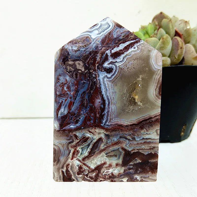 Red Lace Agate Crystal Tower-ToShay.org
