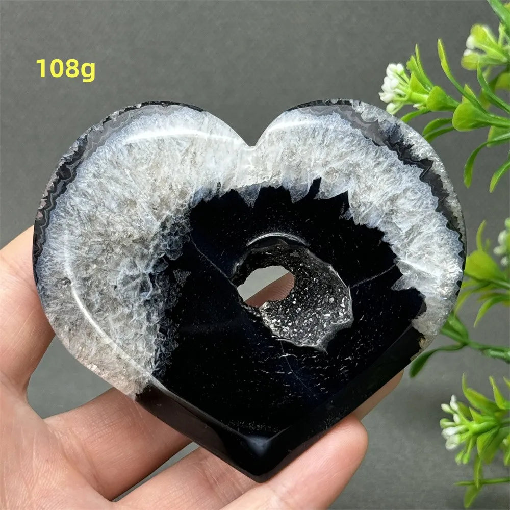 Black Agate Geode Heart-ToShay.org