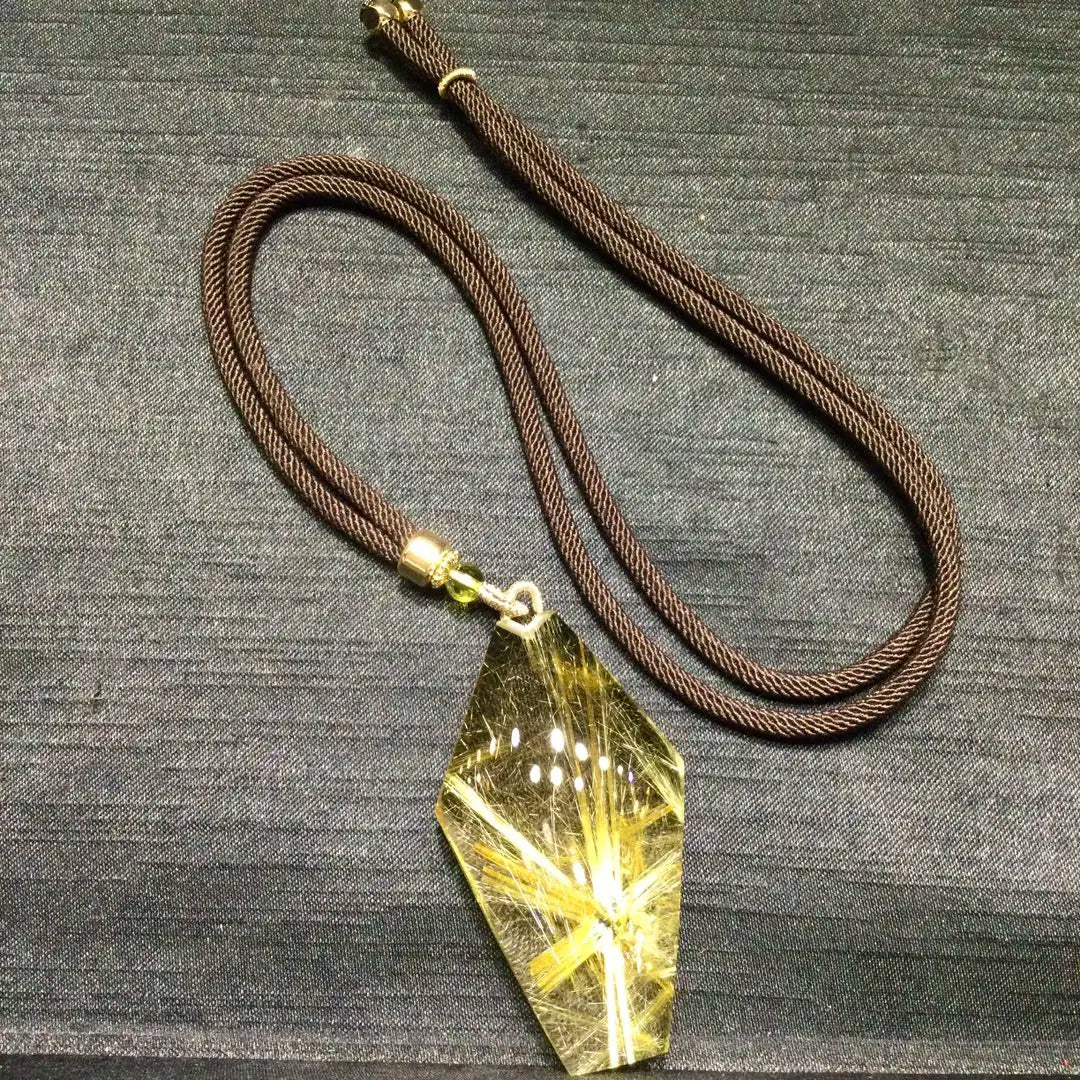 Gold Rutilated Quartz Pendant-ToShay.org