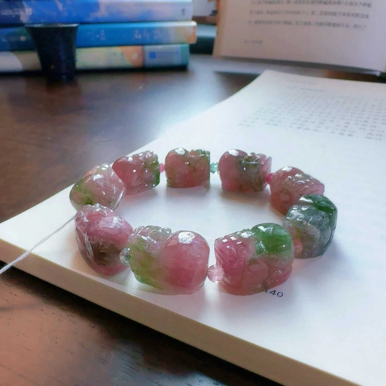 Pink Tourmaline Pi Xiu Bracelet-ToShay.org