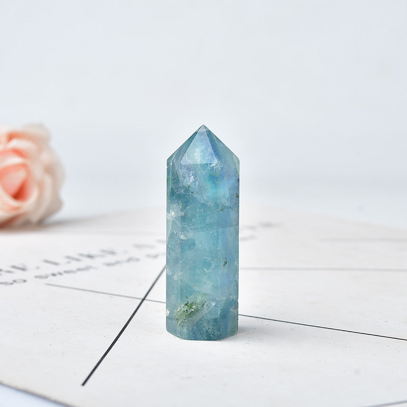 Green Fluorite Hexagonal Crystal Wand-ToShay.org