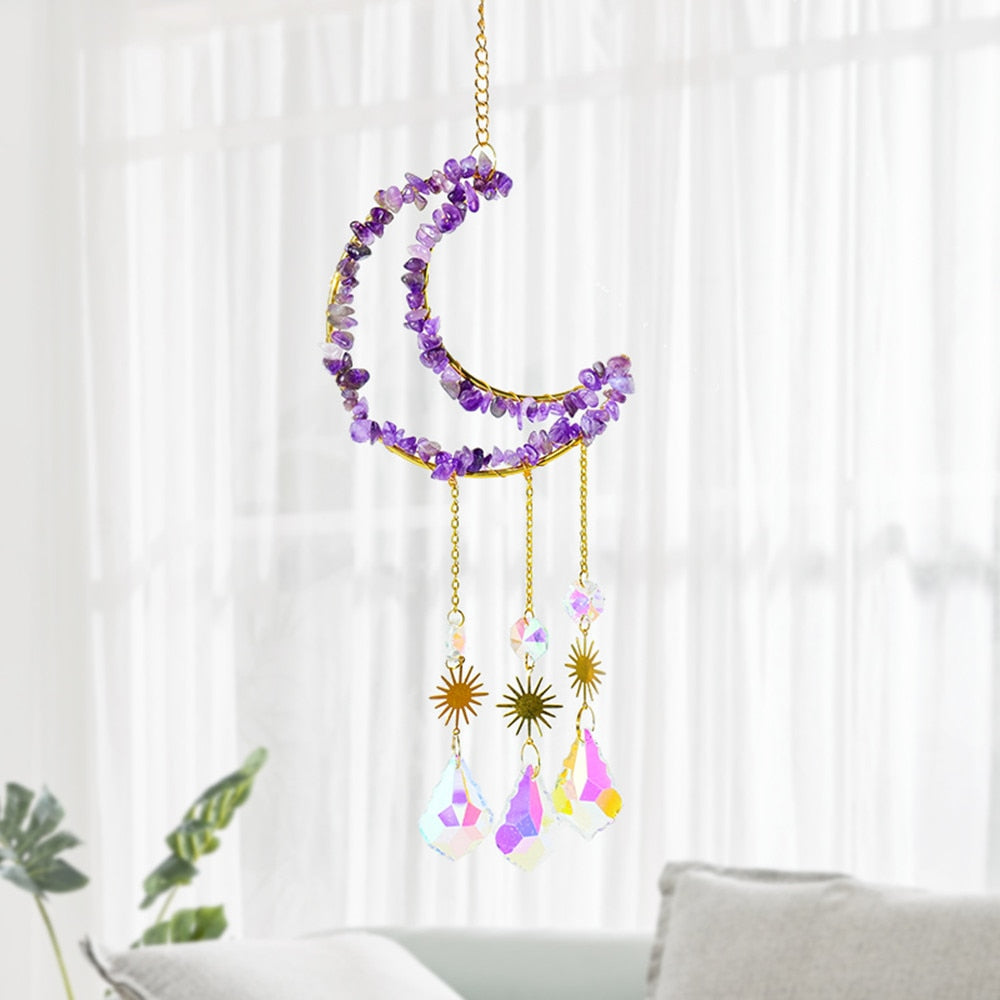 Gemstone Crystal Moon Suncatcher-ToShay.org