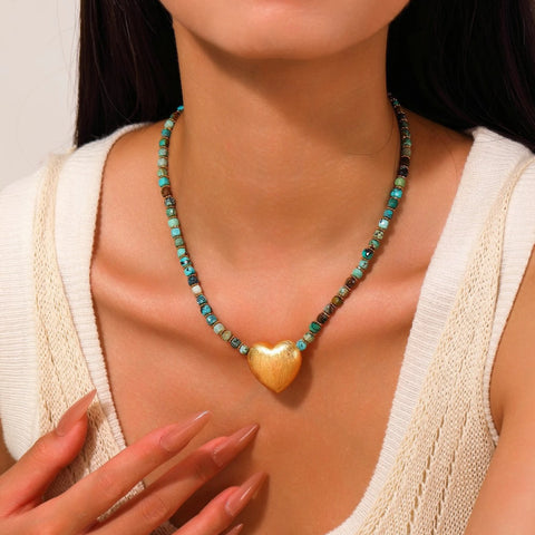 Blue Turquoise Bead Necklace-ToShay.org