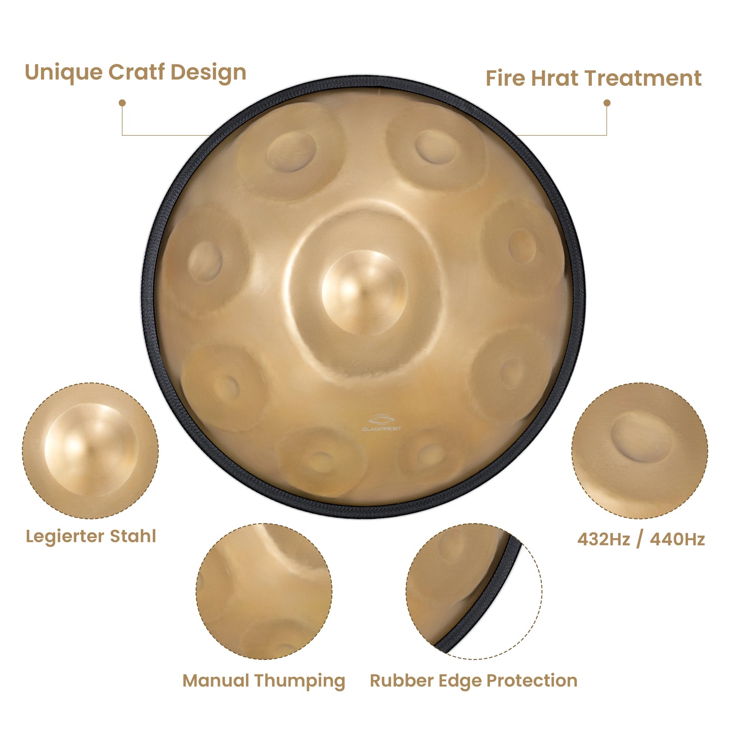 Gold Handpan Drum-ToShay.org