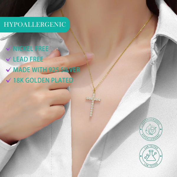 Gold Diamond Cross Necklace-ToShay.org