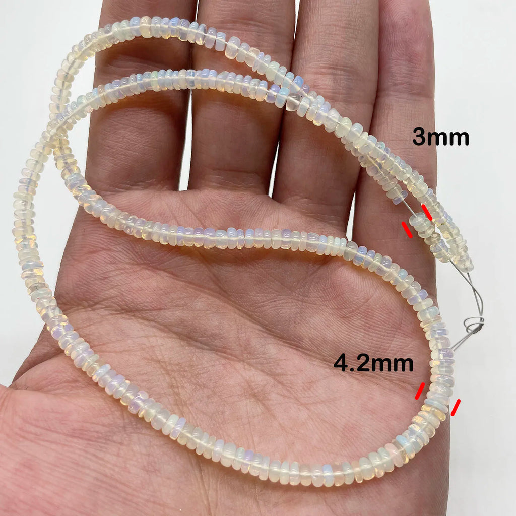 White Opal Rondelle Beads-ToShay.org