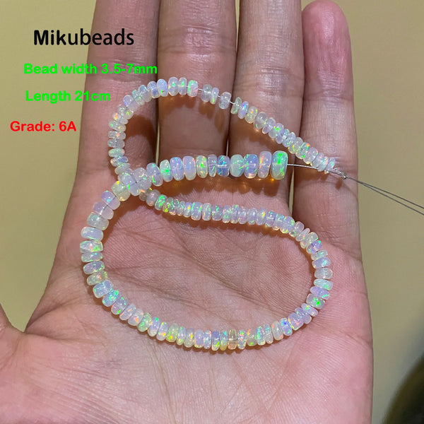 White Opal Rondelle Beads-ToShay.org