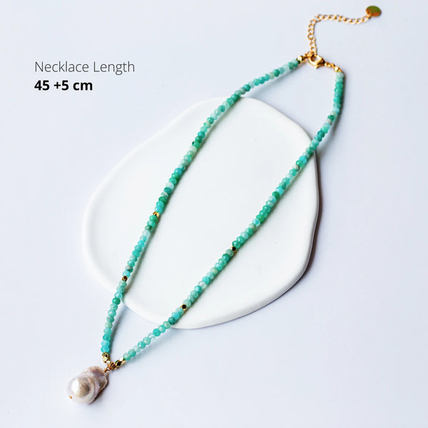 Blue Amazonite Pearl Necklace-ToShay.org