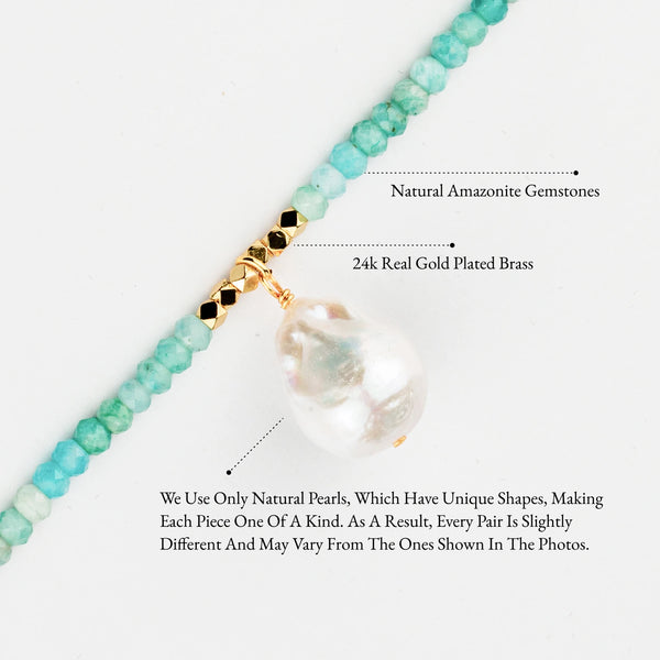 Blue Amazonite Pearl Necklace-ToShay.org