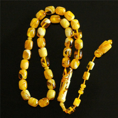 Yellow Amber Cylinder Beads-ToShay.org