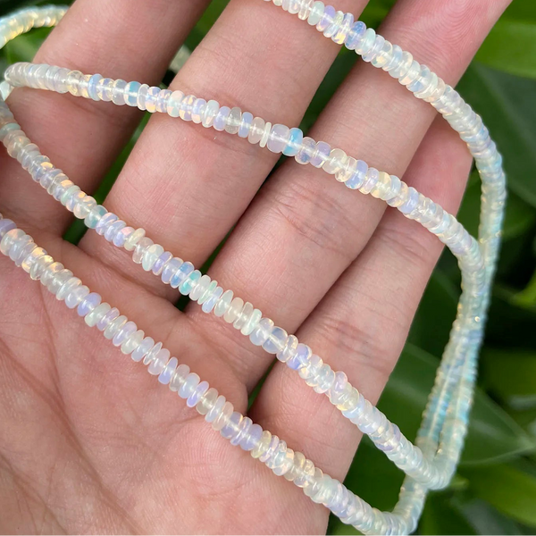 White Opal Rondelle Beads-ToShay.org
