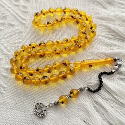Yellow Amber Insect Prayer Beads-ToShay.org