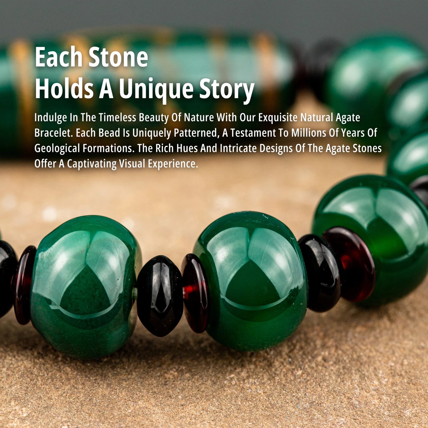 Green Agate Dzi Bead Bracelet-ToShay.org