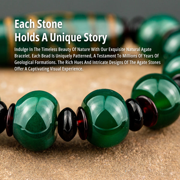Green Agate Dzi Bead Bracelet-ToShay.org