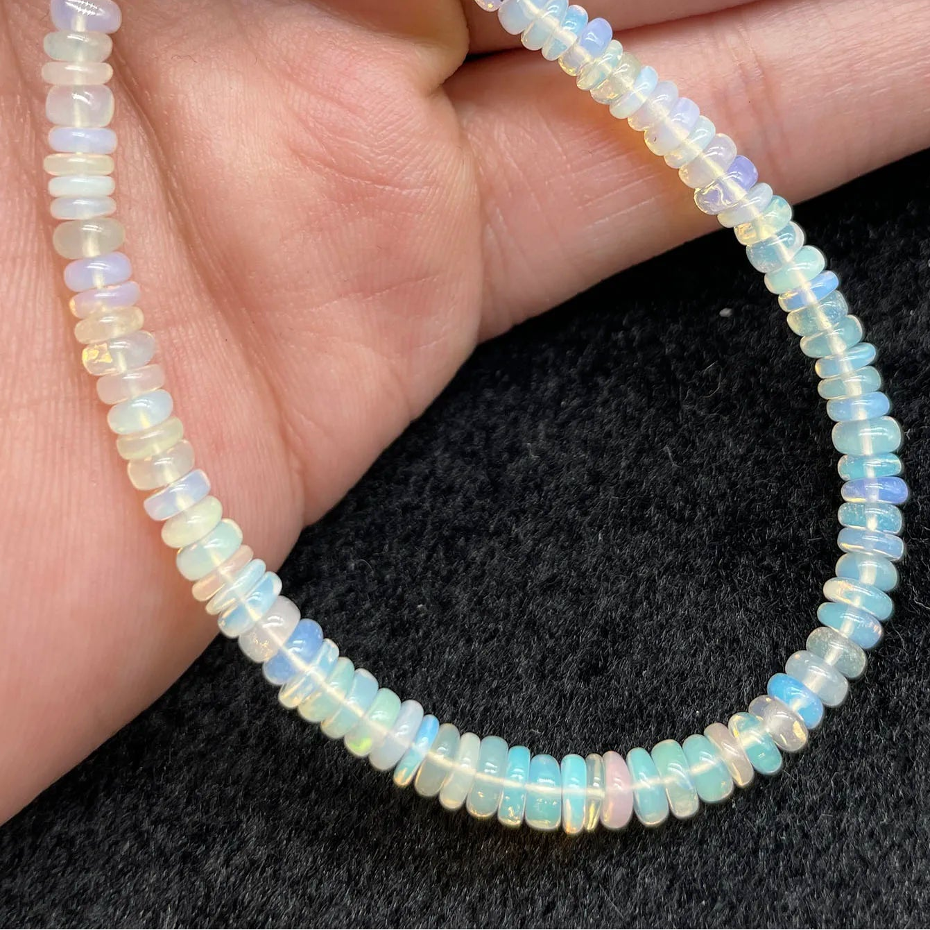White Opal Rondelle Beads-ToShay.org