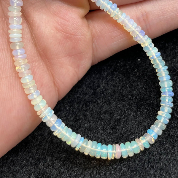 White Opal Rondelle Beads-ToShay.org
